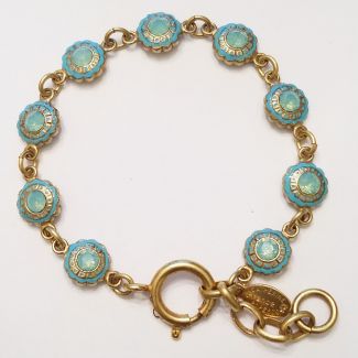 Catherine Popesco French Enamel Flower Crystal Bracelet - Pacific Opal