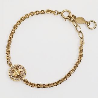 Catherine Popesco Small Round Crystal Filigree Mesh Bee Bracelet