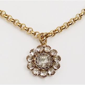 Catherine Popesco Shade & Gold Round Crystal Pendant Necklace