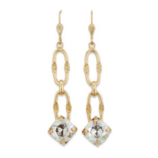 Catherine Popesco Square Stone Gold Link Crystal Earrings - Shade