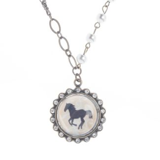 Angelz Design Rodeo Queen Jewelry Crystal Horse Silhouette Necklace
