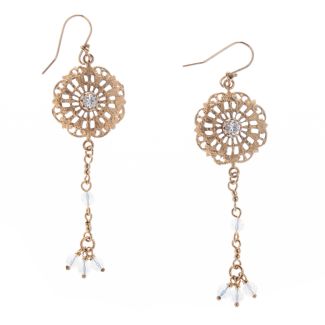 Barbosa Jewelry Gold Filigree Earrings with Crystal Drops