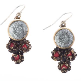 Barbosa Jewelry St Benito Cross Hand Cut Glass with Mini Roses Earrings