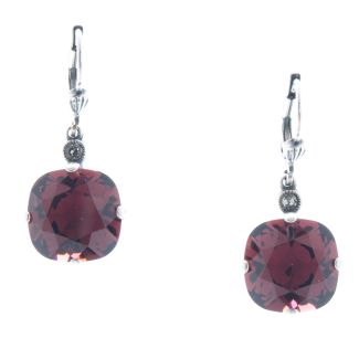 Catherine Popesco 12mm Large Stone Crystal Earrings - Burgundy