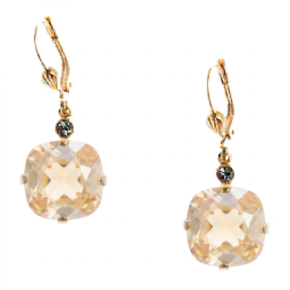 Catherine Popesco 12mm Large Stone Crystal Earrings - Light Peach