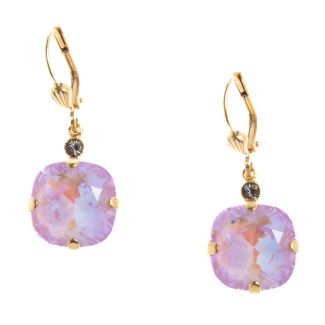 Catherine Popesco 12mm Large Stone Crystal Earrings - Lilac Shimmer