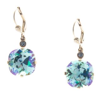 Catherine Popesco 12mm Large Stone Crystal Earrings - Luminous Aqua