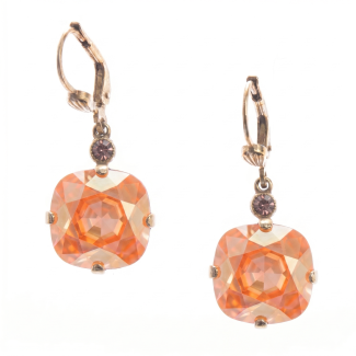 Catherine Popesco 12mm Large Stone Crystal Earrings - Peach Delite