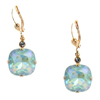 Catherine Popesco 12mm Large Stone Crystal Earrings - Silky Sage