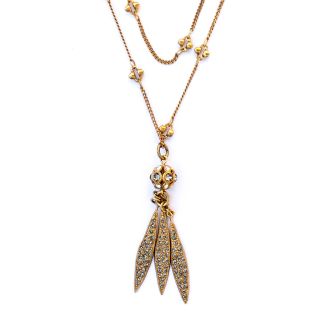 Catherine Popesco 42" Triple Dagger Gold Crystal Orb Necklace