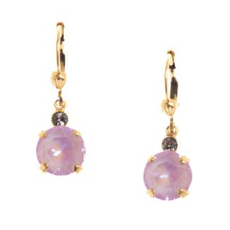 Catherine Popesco 8mm Round Small Stone Lilac Crystal Earrings LV-6550BG-LISH