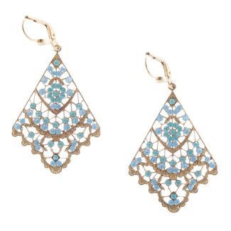 Catherine Popesco Air Blue Opal Crystal Filigree Fan Earrings