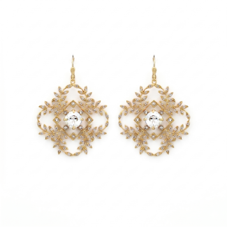 Catherine Popesco Aphrodite Crystal Leaf Gold Earrings 