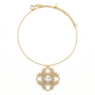 Catherine Popesco Aphrodite Crystal Leaf Gold Pendant Necklace