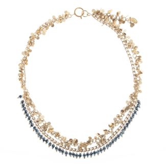 Catherine Popesco Beaded & Fringe Gold Necklace - Jet Hematite