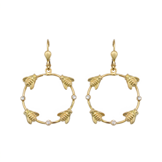 Catherine Popesco Bee Delight Gold and Crystal Earrings
