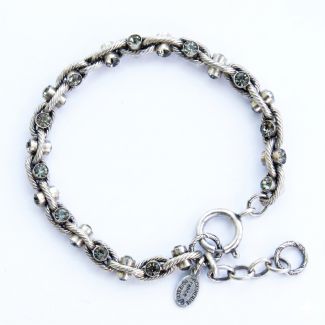 Catherine Popesco Black Diamond Crystal and Silver Rope Chain Bracelet