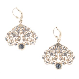 Catherine Popesco Black Diamond Crystal Filigree Earrings