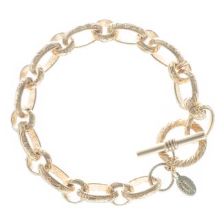 Catherine Popesco Bracelet - Stamped Oval Links in Brushed Gold or Silver