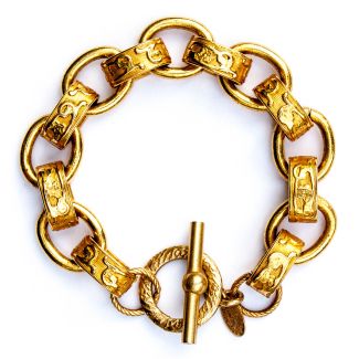 Catherine Popesco Bracelet - Stamped Oval Links in Gold
