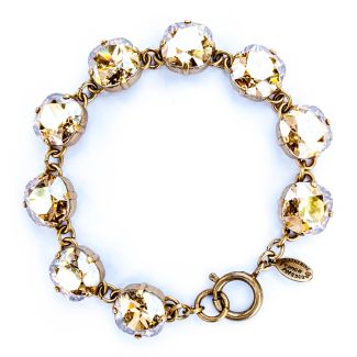 Catherine Popesco Large Stone Crystal Bracelet - Champagne and Gold