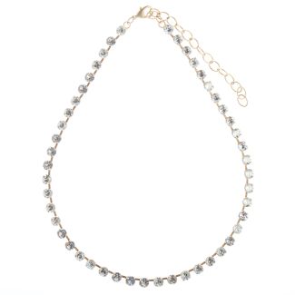 Catherine Popesco Clear Swarovski Crystal Gold Tennis Necklace