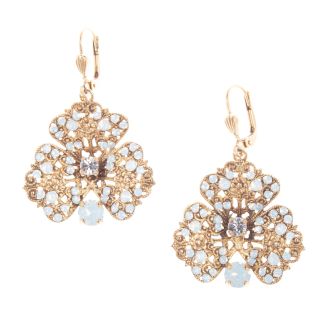Catherine Popesco Clover Filigree Crystal Earrings - White or Pacific Opal