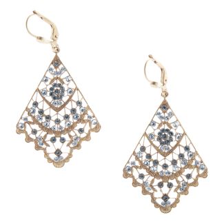 Catherine Popesco Crystal Black Diamond Filigree Fan Earrings
