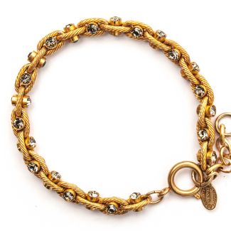 Catherine Popesco Black Diamond Crystal and Gold Rope Chain Bracelet