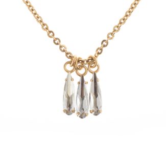 Catherine Popesco Dainty Triple Raindrop Crystal Necklace - Shade & Gold