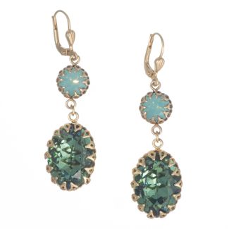 Catherine Popesco Double Encased Crystal Earrings - Pacific Opal & Marine