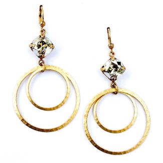 Catherine Popesco Double Hoop Shade Crystal  Earrings in Gold