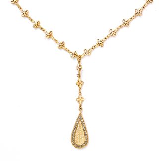 Catherine Popesco Enamel Teardrop Crystal and Gold Necklace 