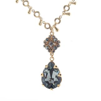 Catherine Popesco Fancy Crystal Teardrop Pendant Necklace - Black Diamond