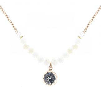 Catherine Popesco Fleur de Couleur Crystal Necklace - Opal & Black Diamond