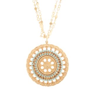 Catherine Popesco Flower Medallion Pacific Opal Crystal Necklace