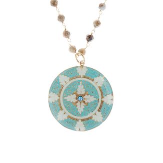 Catherine Popesco French Enamel Medallion Natural Stone Necklace