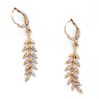 Catherine Popesco Gold Aniara Crystal Leaf Earrings
