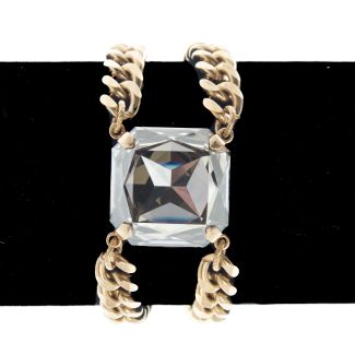 Catherine Popesco Gold Double Chain Large Square Shade Crystal Bracelet