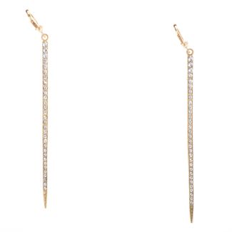 Catherine Popesco Gold Ex-Long Crystal Stone Bar Dangle Earrings