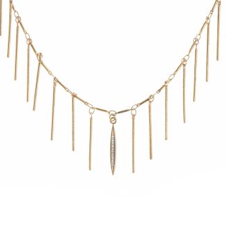 Catherine Popesco Gold Fringe Necklace with Tiny Crystals