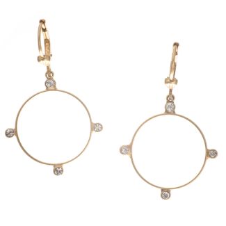 Catherine Popesco Gold Hoop with Crystal Dots Earrings