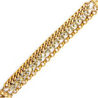 Catherine Popesco Gold Multi Chain Crystal Bracelet
