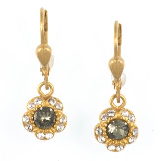 Catherine Popesco Gold Petite Flower Crystal Dangle Earrings