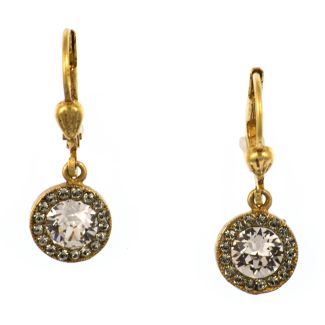 Catherine Popesco Gold Petite Round Rhinestone Dangle Earrings