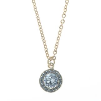 Catherine Popesco Gold Petite Round Rhinestone Pendant Necklace
