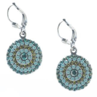 Catherine Popesco Silver Round Pave Crystal Earrings - Pacific Opal