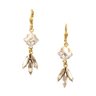 Catherine Popesco Gold Square and Marquise Shade Crystal Earrings