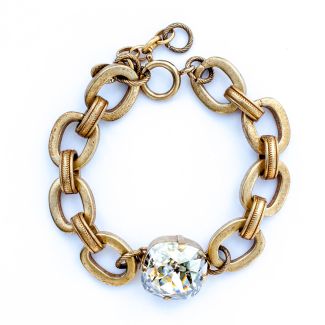 Catherine Popesco Beline Bracelet Jumbo Crystal and Thick Chain in Gold