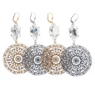 Catherine Popesco French Lace Crystal Filigree Earrings - Assorted Colors
